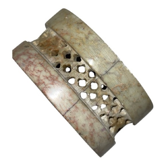 Floral Inlay Decorative Hand Carved Soapstone Trinket Boxes Set of Two - Picture 5 of 5